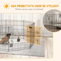 Pawhut Gard pentru Caini – 8 Panouri cu Usa, Interior & Exterior(m-7)