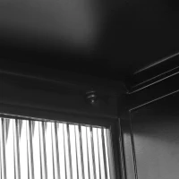 Placard Moderne à Deux Portes avec Vitrine et Étagères à Trois Niveaux pour Entrée, Salon, Salle de Bain et Salle à Manger, Noir(m-8)