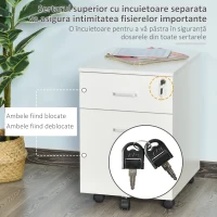Vinsetto Fiset Birou cu 2 Sertare cu 5 Roti, Dulapior de Birou din PAL cu Incuietoare, 40x49x58 cm, culoare Lemn(m-6)