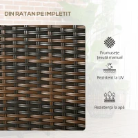 Outsunny Set de 2 Scaune din Ratan cu Măsuță de Ceai, Canapea pentru 2 Persoane pentru Exterior cu Perne, 38x60x87 cm, Maro(m-5)