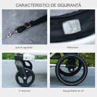 Pawhut Remorca Bicicleta 2-in-1 – Carucior Caini Pliabil cu Cadru Aluminiu(m-7)