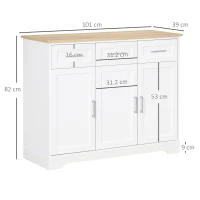 Homcom Bufet Modern cu 3 Sertare si Raft Reglabil din MDF+PAL – Ideal pentru Bucatarie(m-3)