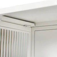 Placard Moderne à Deux Portes avec Vitrine et Étagères à Trois Niveaux pour Entrée, Salon, Salle de Bain, Salle à Manger, Blanc(m-8)