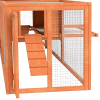PawHut Wooden Rabbit Hutch with Run, Tray, Ramps, Asphalt Roof, 309 x 70 x 87cm, Orange(m-9)