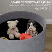 HOMCOM Taburet otoman rotund cu capac rabatabil stil tava, Tabure(m-5)