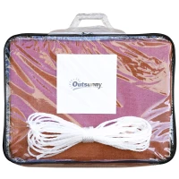 Outsunny Umbrar Dreptunghiular 4x6 m Rezistent la Raze UV cu Sfoara, din PE si Otel Inox, Rosu(m-8)