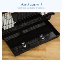 PawHut Colivie pentru Pasari cu Scarita, 46x36x100 cm, Neagra(m-5)
