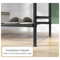 HOMCOM Kledingrek, 2 Kledingstangen, Plank & Haken, Bamboe/Staal, Zwart(m-6)