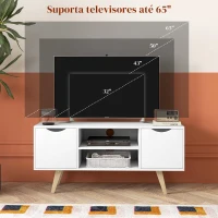 HOMCOM Móvel de TV Moderno para Televisores de até 50 Polegadas com 2 Armários e 2 Prateleiras Abertas 110x39x50 cm Branco(m-7)