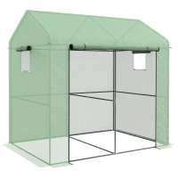 Outsunny Sera Cu Intrare, Sera Cu Usa Rulanta Si Ferestre Din Plasa, 200 X 140 X 200 Cm, Verde(m-11)