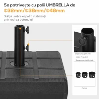 Outsunny Baza patrata 40kg pentru umbrela de soare, Negru(m-4)