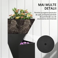 Outsunny Jardiniera inalta 100cm cu 3 zone de plantare, Negru(m-5)