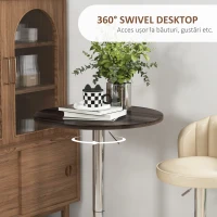 HOMCOM Masa reglabila pentru bar cu blat pivotant 360°, Nuc(m-5)
