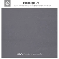 Outsunny Copertina de Rezerva de 3x3m pentru Foisor, 2 Niveluri Superioare de Protectie UV pentru Foisor in Aer Liber de 300 x 300 cm Gri Inchis (DOAR PARTEA SUPERIOARA)(m-6)