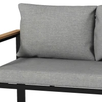 Outsunny Set de Mobilier pentru Grădină din 4 Piese cu 2 Canapele Duble, Colțar și Măsuță de Cafea, 124x61x71,5 cm, Gri(m-8)