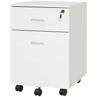 Vinsetto Fiset Birou cu 2 Sertare cu 5 Roti, Dulapior de Birou din PAL cu Incuietoare, 40x49x58 cm, culoare Lemn(m-10)