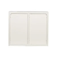 Moderne Wandschrank mit zwei Türen, Glaseinsatz und dreistufigen Regalen für Flur, Wohnzimmer, Badezimmer, Esszimmer, Antikweiß(m-12)