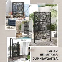 Outsunny Paravan decorativ pentru exterior, 122x45x198 cm Negru(m-6)