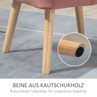 HOMCOM Gestoffeerde Stoel, Accentstoel, Scandi Design, in Fluwelen Look, tot 120 kg, Rubberhouten Poten, Roze(m-6)