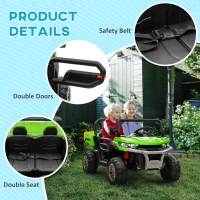 HOMCOM 12V 2 Seater Kids Electric Ride-On Car with Electric Bucket, Remote Control - Green(m-8)