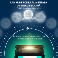 Outsunny Lampadar solar, Lampa de exterior cu lumini LED, Negru(m-5)