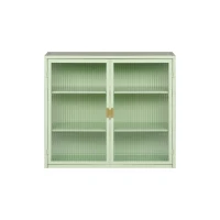 Buffet Moderne à Deux Portes avec Vitrine et Étagères Murales à Trois Niveaux pour Entrée, Salon, Salle de Bain et Salle à Manger, Vert(m-11)