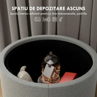 HOMCOM Taburet otoman rotund cu capac rabatabil stil tava, Tabure(m-5)
