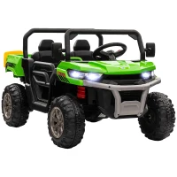 HOMCOM 12V 2 Seater Kids Electric Ride-On Car with Electric Bucket, Remote Control - Green(m-1)