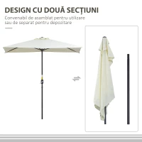 Outsunny Umbrela de Perete Semicirculara cu Deschidere(m-4)