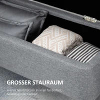 HOMCOM Zitbank, Opbergkist, Gestoffeerde Bank, Linnenlook, tot 150kg, 101x38,5x44,5 cm, Grijs(m-4)