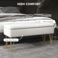 Homcom Bancuta Otoman 100 cm – Tapitata cu Depozitare & Picioare Elegante(m-4)