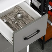 HOMCOM Buffet de cuisine armoire de cuisine multi-rangements 2 + 1 porte 3 tiroirs + grand plateau dim. 60L x 40l x 160H cm bicolore gris blanc(m-8)
