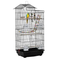 PawHut Colivie pentru Pasari cu Scarita, 46x36x100 cm, Neagra(m-1)