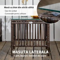 Outsunny Set cu 2 Sezlonguri Plaja si Masuta de Gradina din Ratan(m-7)