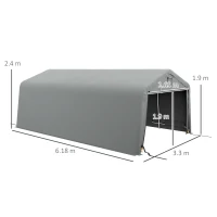 Outsunny Carport 3,3×6,2 m – Garaj Cort Portabil cu Ventilatie & Copertina(m-3)