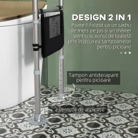 Homcom Cadru Siguranta pentru Toaleta – Reglabil cu Brate Laterale(m-5)
