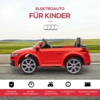 HOMCOM Audi Kinder Elektroauto 12V mit 2,4G Fernbedienung, Musik, Hupe, Elektrofahrzeug mit LED-Leuchte, USB/MP3-Anschluss, Rückwärtsfunktion, für Kinder 3-5 Jahre, Rot(m-6)