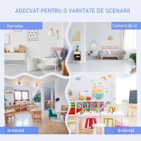 HOMCOM Set 4 Piese cu Masuta pentru Copii, 2 Scaune si Banca(m-6)