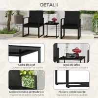 Outsunny Set de cafea din ratan PP din 3 piese cu perne, Mobilier(m-6)