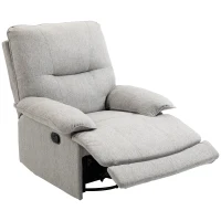 HOMCOM Relaxsessel mit Liegefunktion, Fußstütze, bis 160 kg, 89x98x101cm, Hellgrau(m-1)