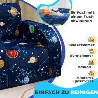 AIYAPLAY Fotelik dziecięcy z funkcją łóżka, do 3 lat/45 kg, wzór planet, 46,5x93x28,5 cm, Niebieski(m-7)