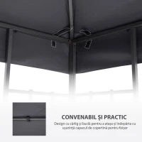 Outsunny Copertina de Rezerva de 3x3m pentru Foisor, 2 Niveluri Superioare de Protectie UV pentru Foisor in Aer Liber de 300 x 300 cm Gri Inchis (DOAR PARTEA SUPERIOARA)(m-5)