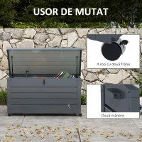 Outsunny Cutie de depozitare 331 de litri pentru exterior cu roti(m-4)