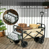 Outsunny Carucior de Exterior Pliabil, Capacitate de 100KG, Kaki(m-6)
