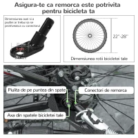 Pawhut Remorca Bicicleta 2-in-1 – Carucior Caini Pliabil cu Cadru Aluminiu(m-5)