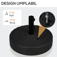 Outsunny Baza rotunda 29kg pentru umbrela de soare, Negru(m-5)