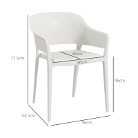 Outsunny Set 4 Scaune Gradina Plastic PP – Spatar inalt, Cotiera, Rezistente UV(m-3)