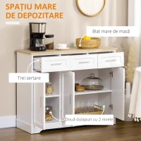 Homcom Bufet Modern cu 3 Sertare si Raft Reglabil din MDF+PAL – Ideal pentru Bucatarie(m-4)