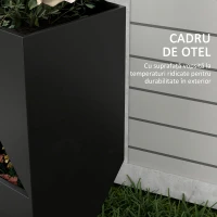 Outsunny Jardiniera inalta 100cm cu 3 zone de plantare, Negru(m-7)