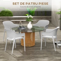 Outsunny Set 4 Scaune Gradina PP Exterior – Spatar inalt & Cotiera, Stivuibile(m-4)